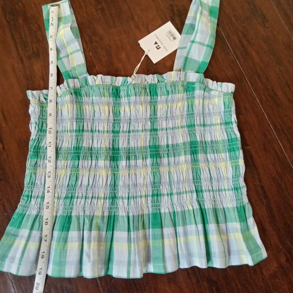 NWT Green Plaid Free Assembly Women's Smocked Tank Top Medium - Picture 5 of 5